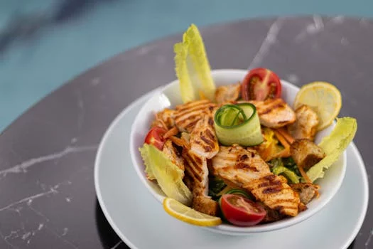 fresh caesar salad with croutons